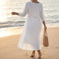 Tessara – Embossed Texture Midi Dress for Women