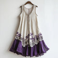 Vintage Lace Floral Embroidery Patchwork Art Tank Midi Dress