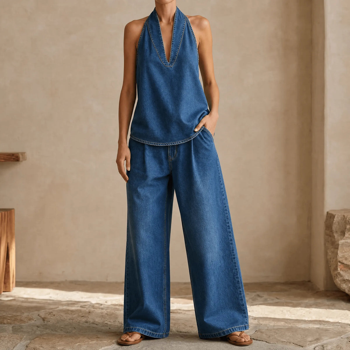 Rivella – Washed Denim Two Piece Summer Set