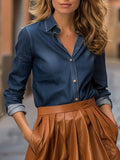 【24-hour shipping out】Casual Loose Denim Long Sleeve Blouse