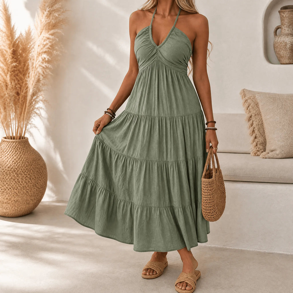 Solenne – Women's Flowy Halter Maxi Dress