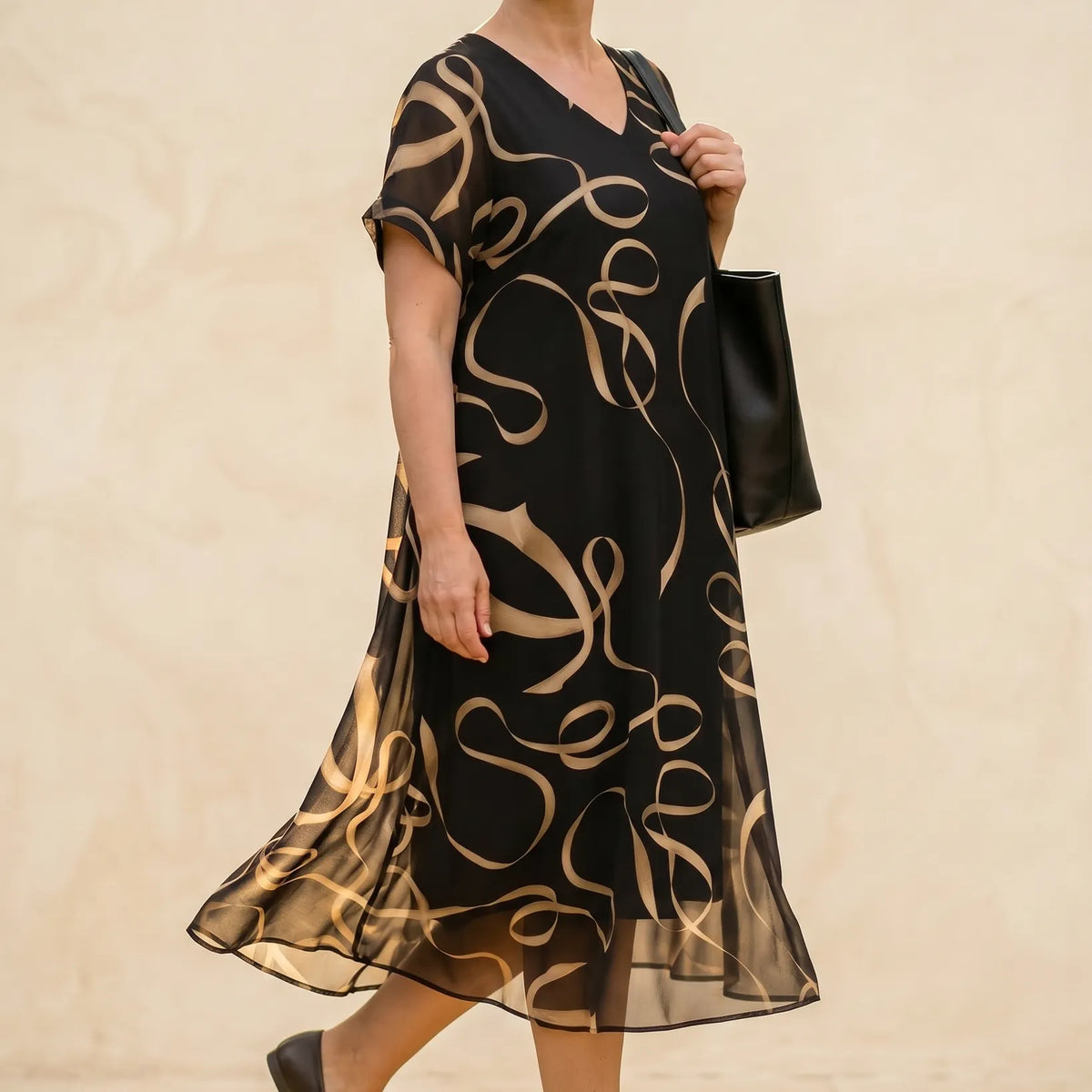 Vivara – Flowing Chiffon Midi Dress for Women