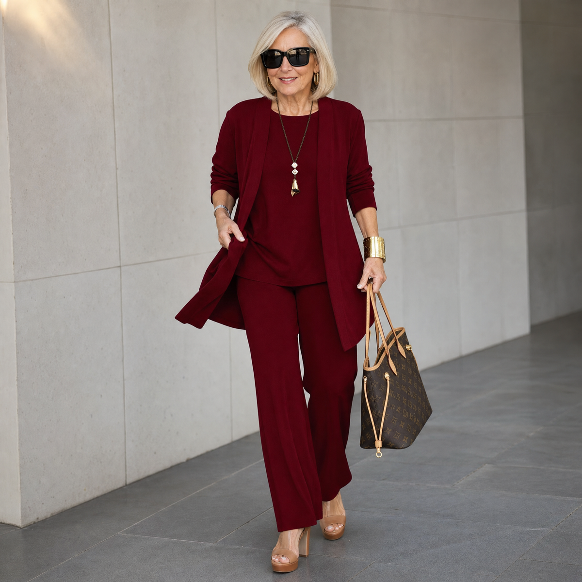 Maevelle – Women's Elegant 3-Piece Set with Drape Cardigan