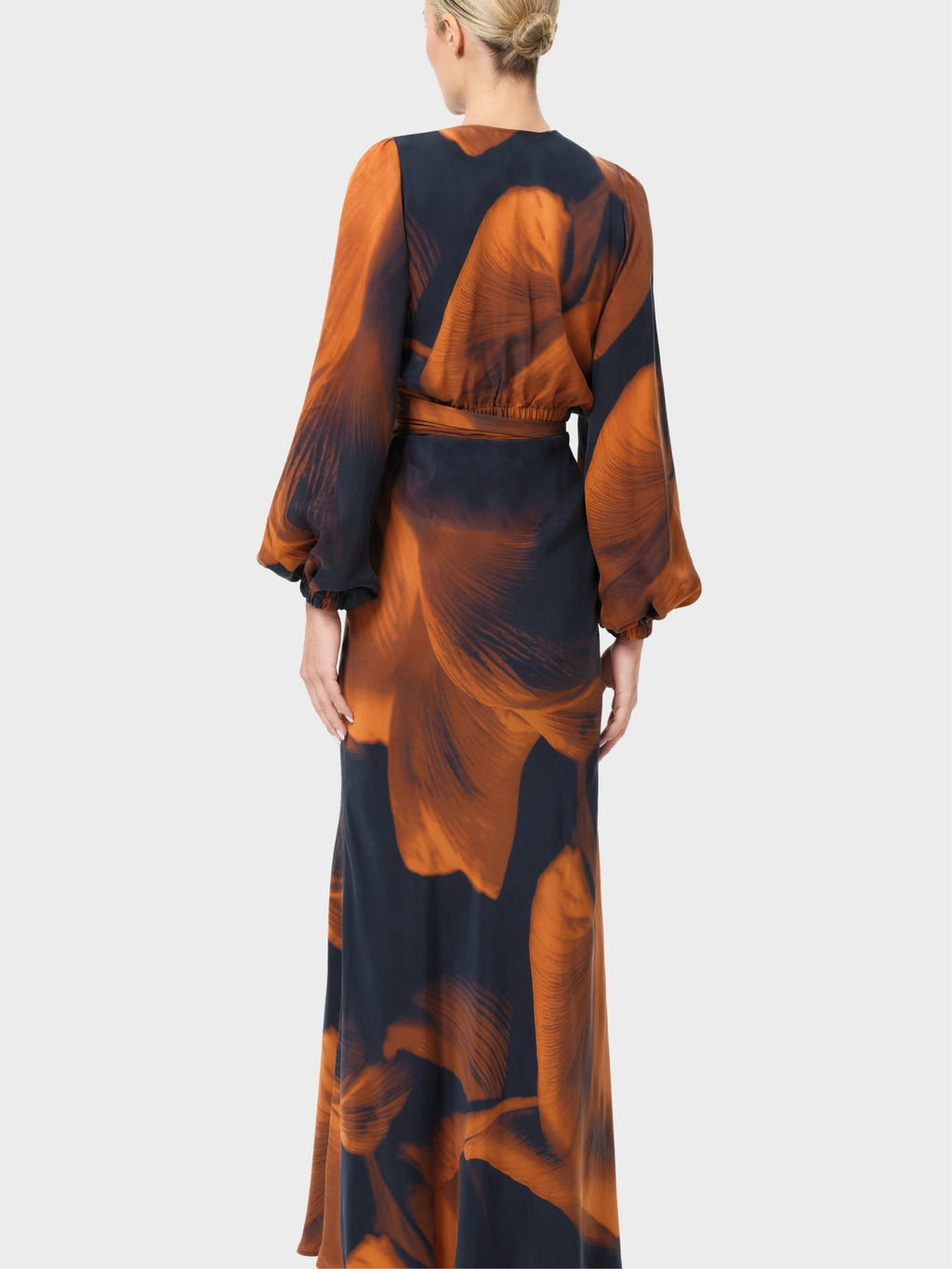 Navy and brown abstract-print reversible top and skirt set