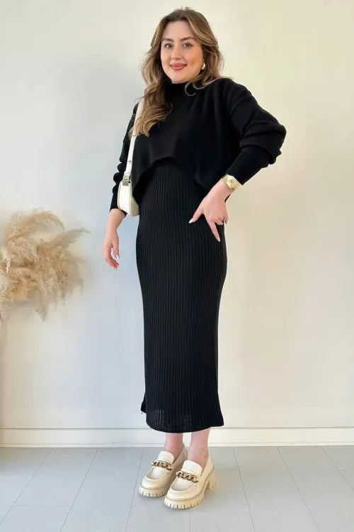 Short Sweater Knit Dress Set