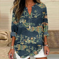 Vintage Japanese Art Print V-Neck Casual Shirt
