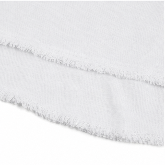 Solendra – Loose V-Neck Fringe Top for Women, Frayed Edge Summer Blouse