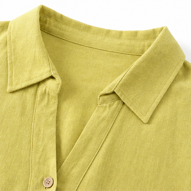 Marelle – Tiered V-Neck Linen-Look Mini Dress with Collar