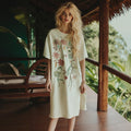 Women's Boho Floral Embroidery Art Midi Dress