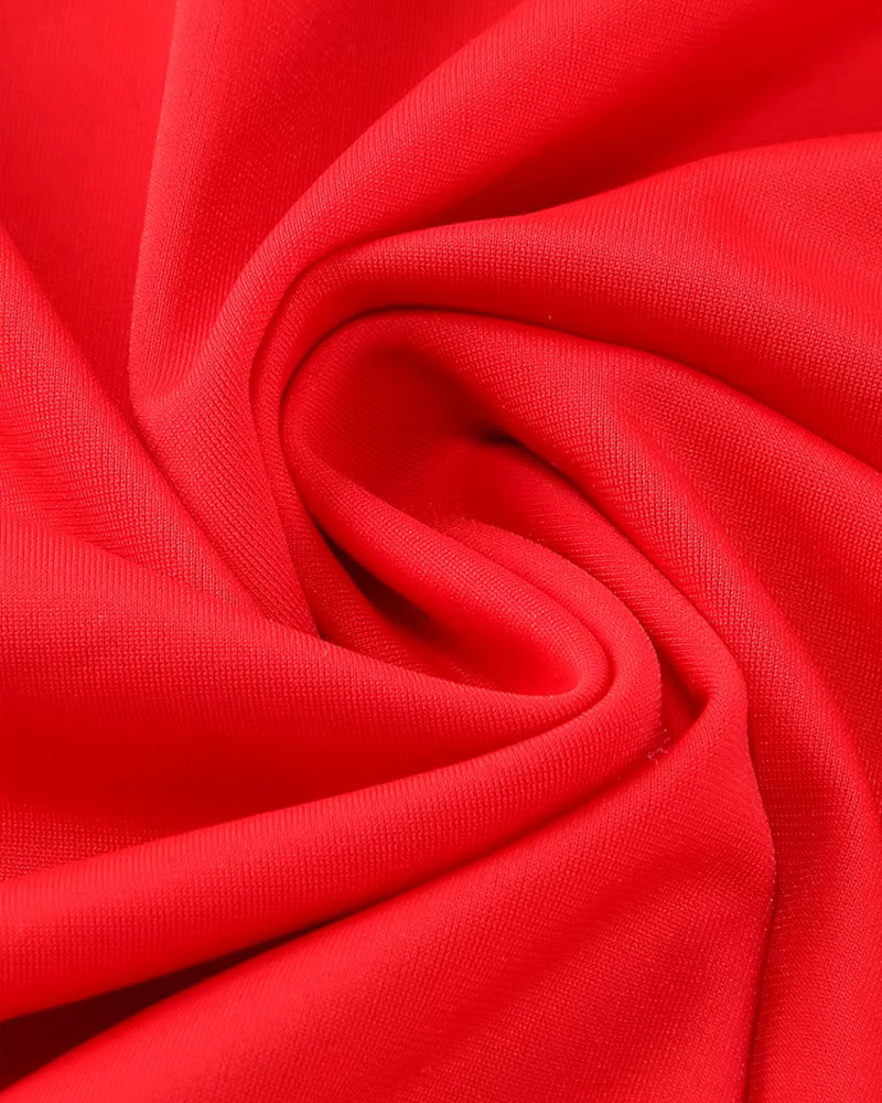 One Shoulder Ruched Cut Out Maxi Dress Red