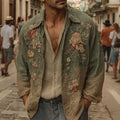 Men's Bohemian Retro Style Floral Print Long-sleeve Shirt