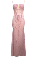 Embellished Bustier Maxi Dress Pink