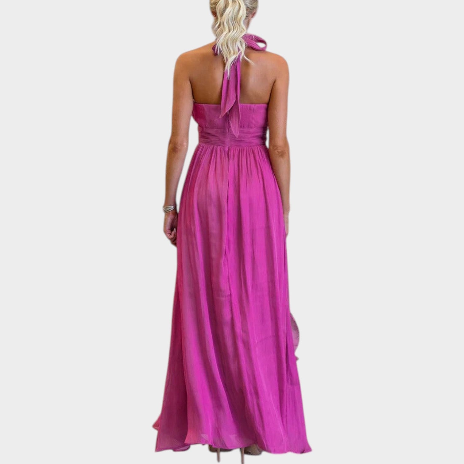 Elegant Ruffle Halter Maxi Dress
