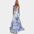 Floral Ruffle Cross-Front Maxi Dress