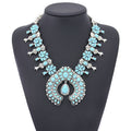 Boho Turquoise Flower Pendant Alloy Necklace