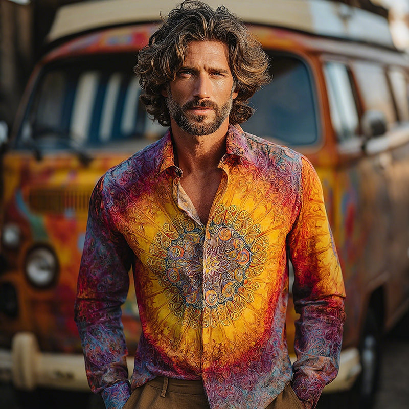 Men's Hippie Print Vintage Tie Dye Shirt