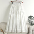 Vintage Lace Embroidered Art Linen Blend Skirt