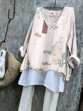 Vintage Japanese Embroidered Linen Blend Cozy Tunic