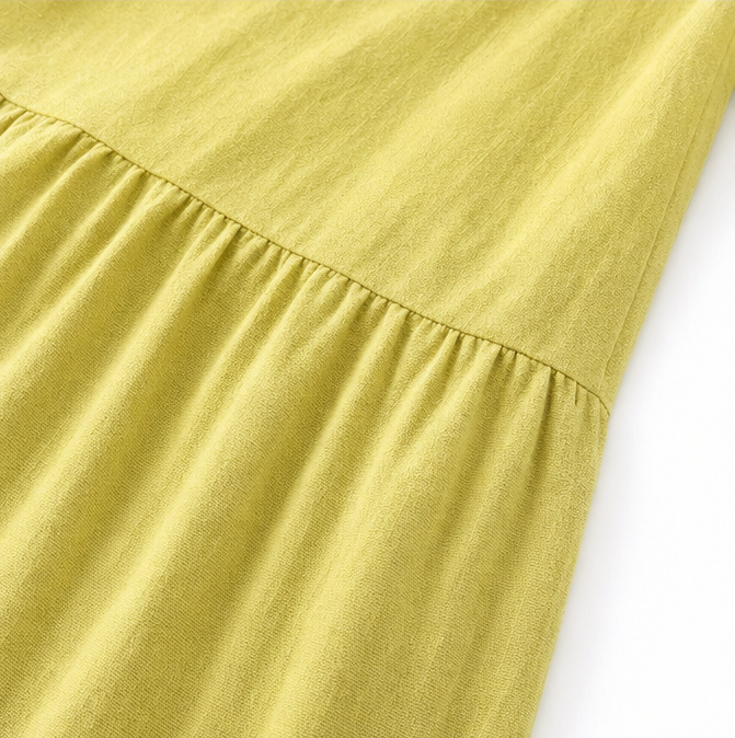 Marelle – Tiered V-Neck Linen-Look Mini Dress with Collar