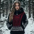 Women's Viking Totem Celtic Knot Retro Pocket Hooded Sweater