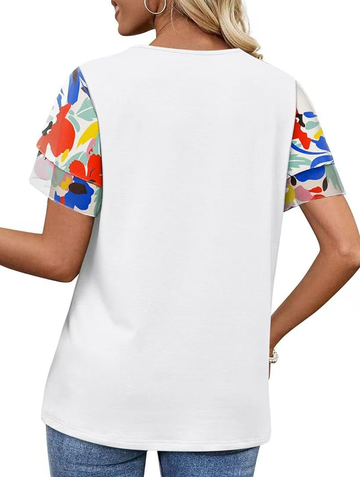 Crewneck Print Double Sleeve Tee_CWTTS00917