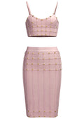 Studded Two Piece Dress Nude Pink