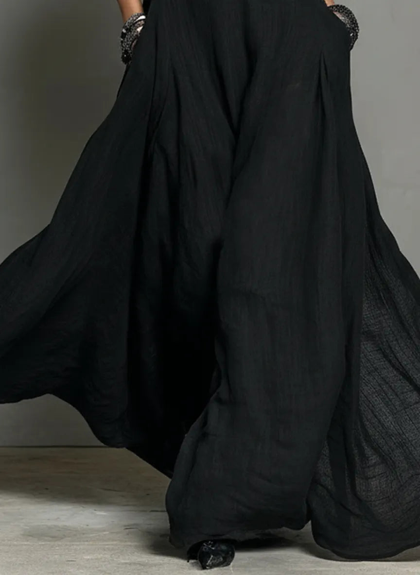Black Minimalist Faux Linen Blend Backless Halter Neck Sleeveless Maxi Dress