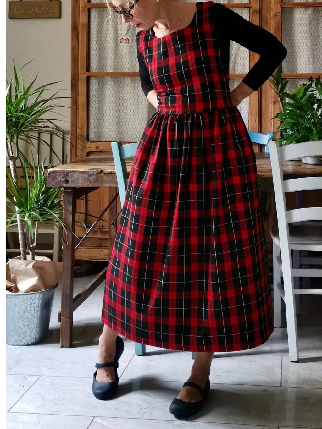 Red and Black Tartan Apron