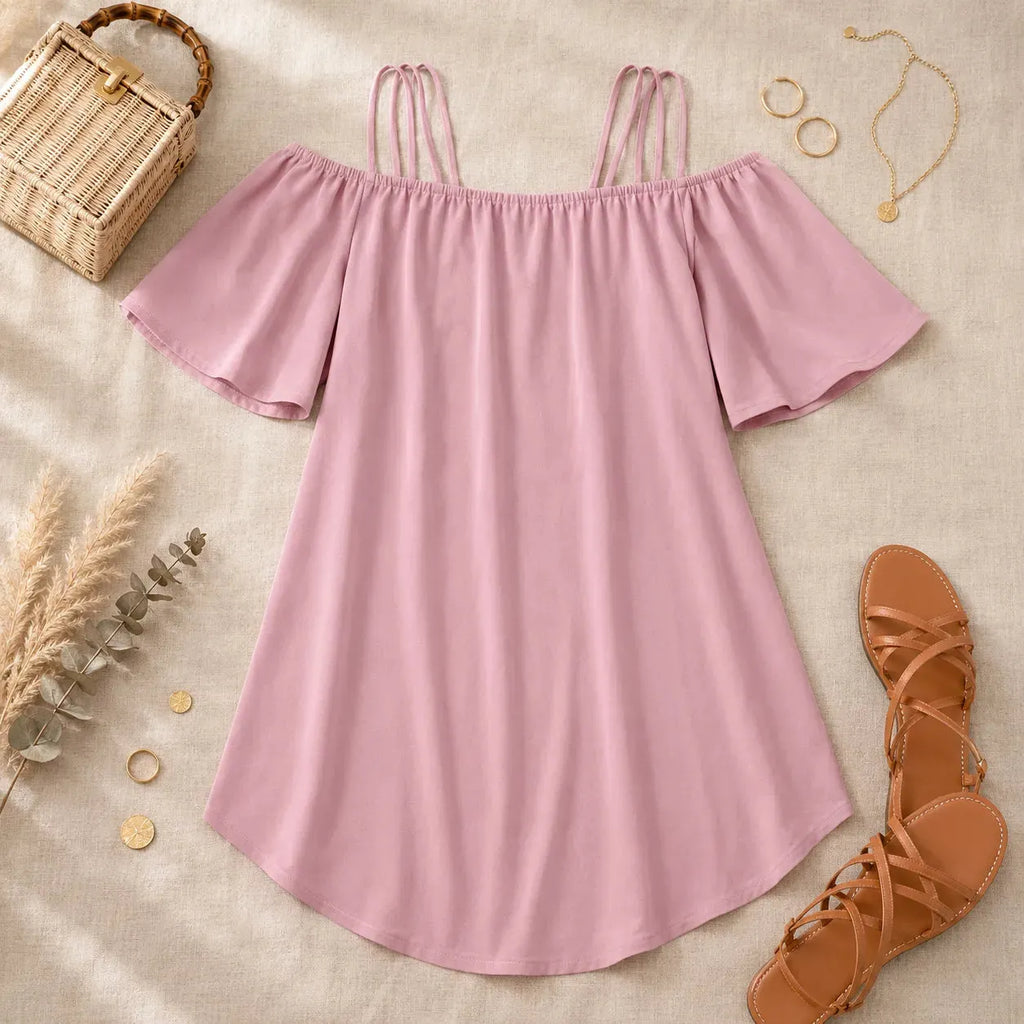Wearbella – Off Shoulder Mini Dress with Flutter Sleeves