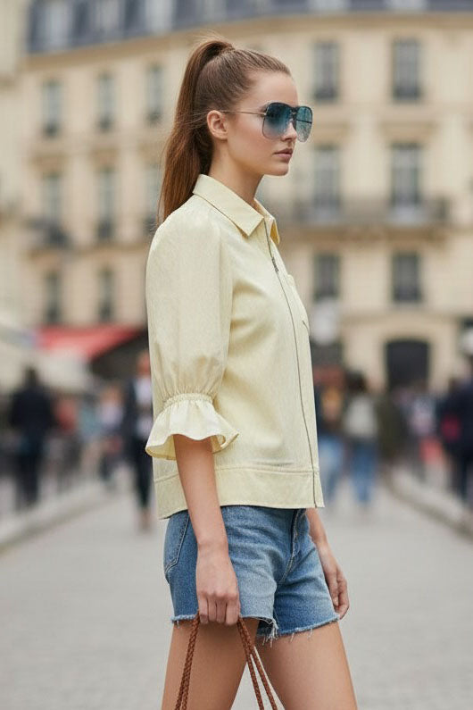 3/4 Sleeve Zip Up Jacket