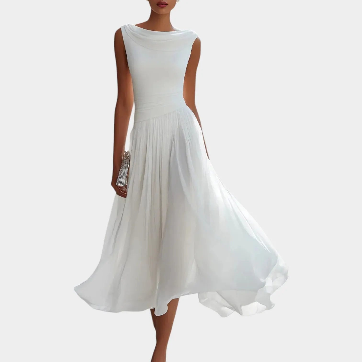 Elegant Pleated Flow Midi Dress