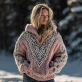 Women's Vintage Viking Celtic Rune Jacquard Warm Hooded Sweater
