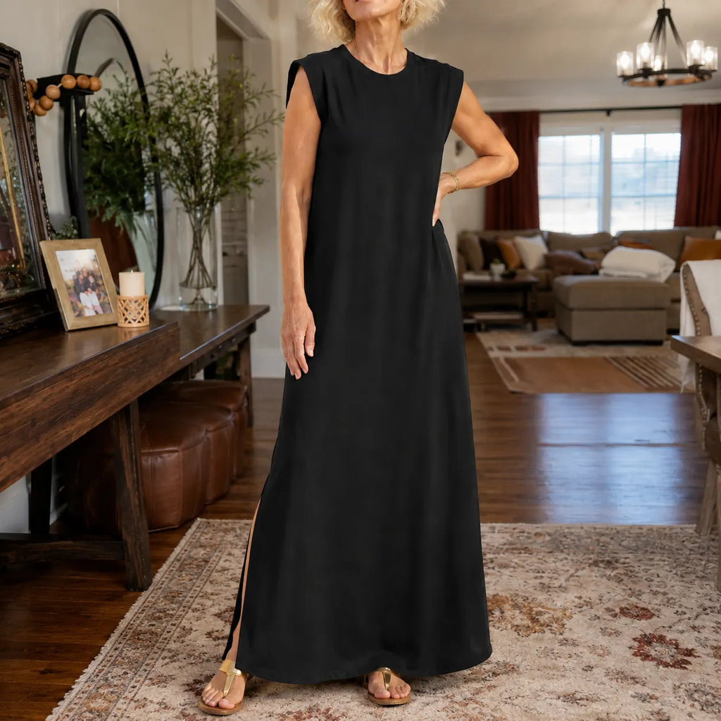 Marella – Wrinkle-Free Split-Hem Maxi Dress with Pockets
