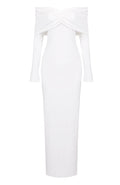 Long Sleeve Off The Shoulder Maxi Dress White