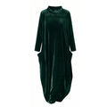 Sofelle – Women's Velvet Cocoon Midi Dress with Pockets