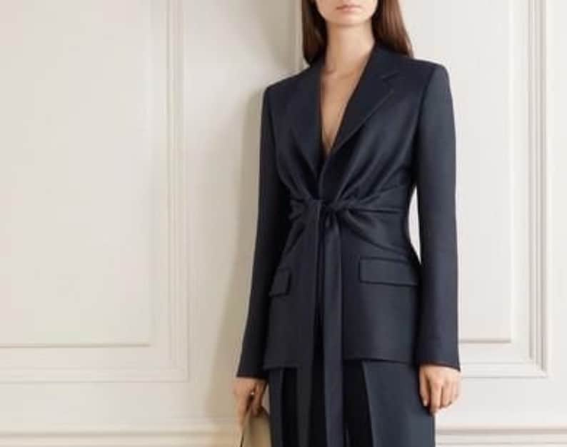 women two piece suit with shiny satin /two piece suit/top/Womens suit/Womens Suit Set/Wedding Suit/ Women’s Coats Suit Set.