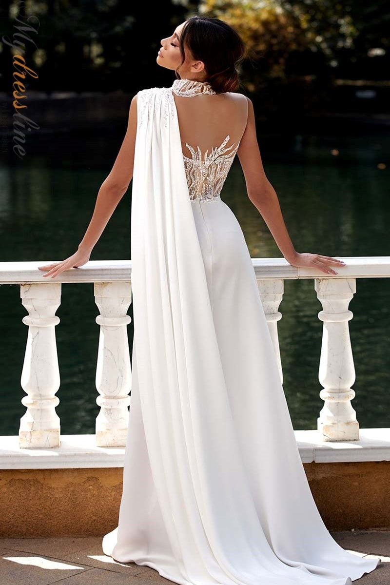 MNM Couture K3938 high neck stylish maxi dress