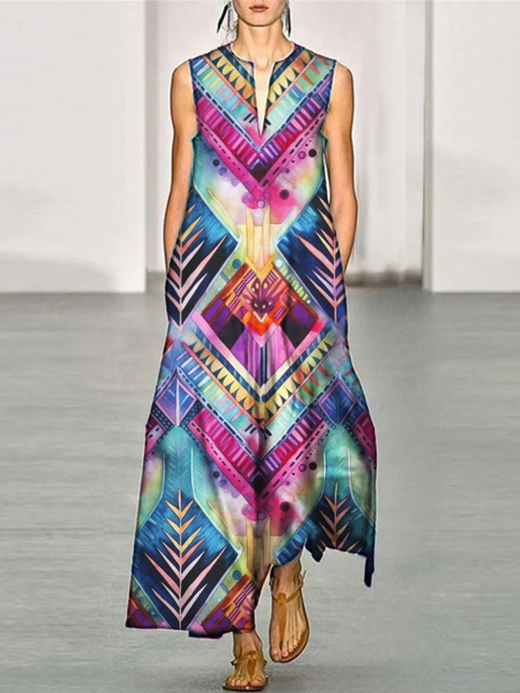 Bohemian Women's Casual Resort Sleeveless Long Dresses