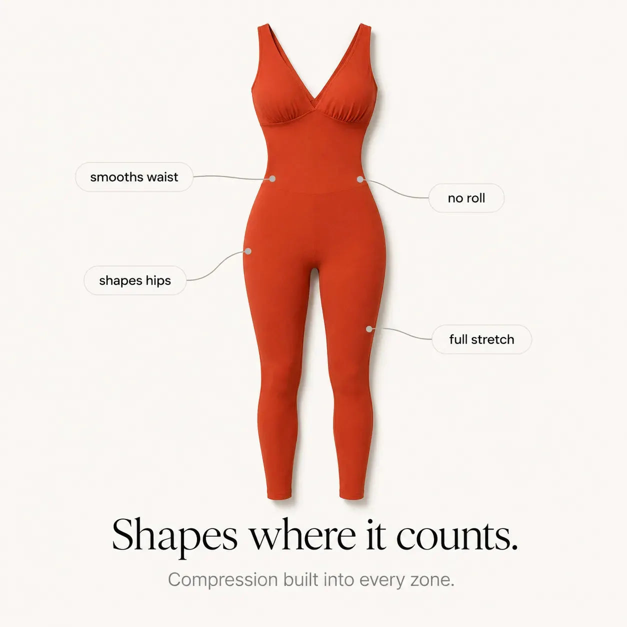 Snatura – Seamless V-Neck Shaping Jumpsuit for Yoga & Everyday Wear