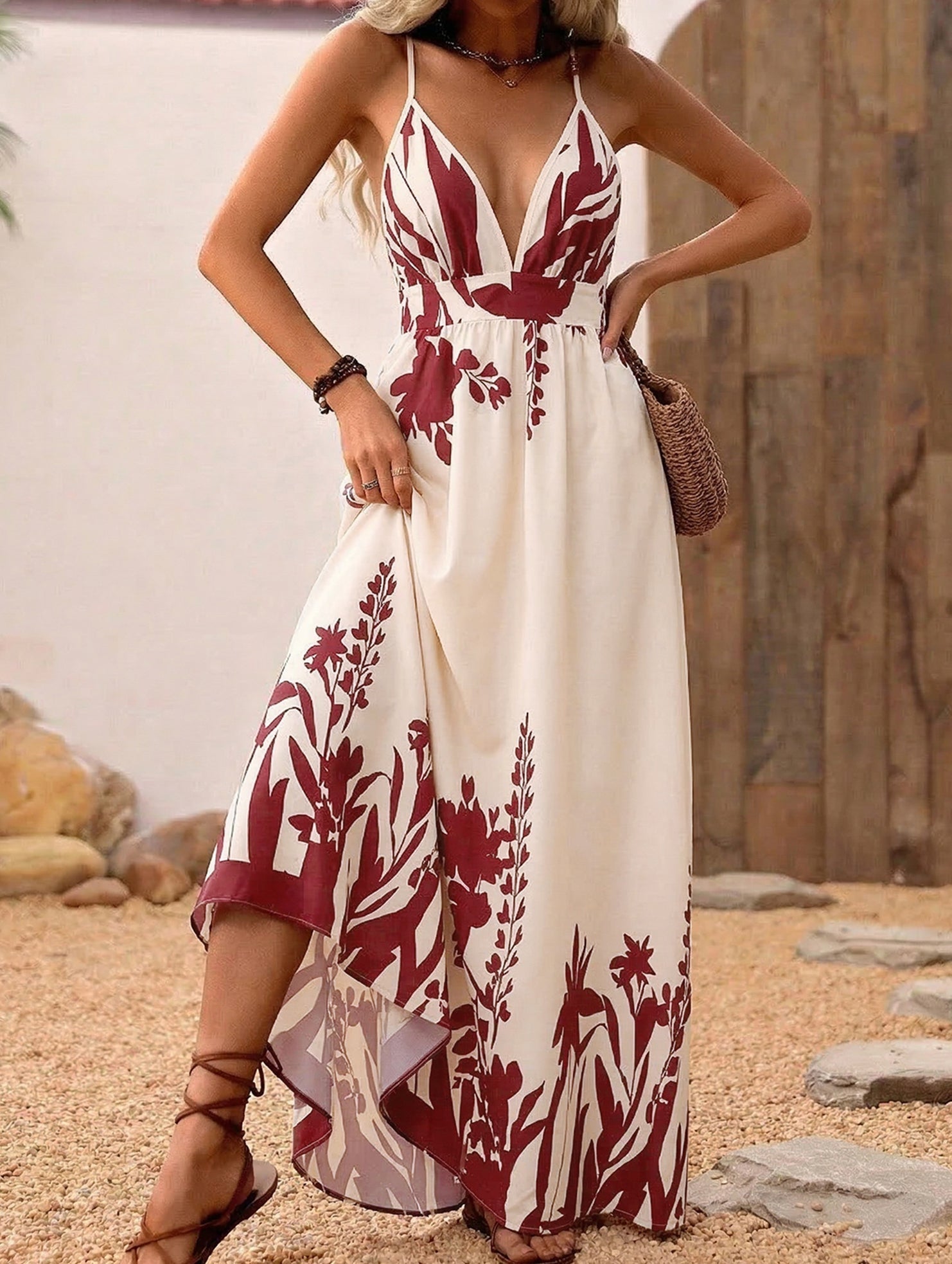 Floral Print Backless Cami Maxi Dress_CWDMD02683