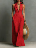Linen Sleeveless Shirt Maxi Dress