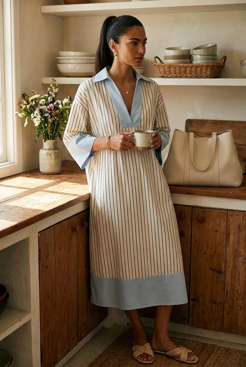 Effortless Striped Midi Dress