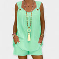 Sleeveless Blouse Set with Shorts