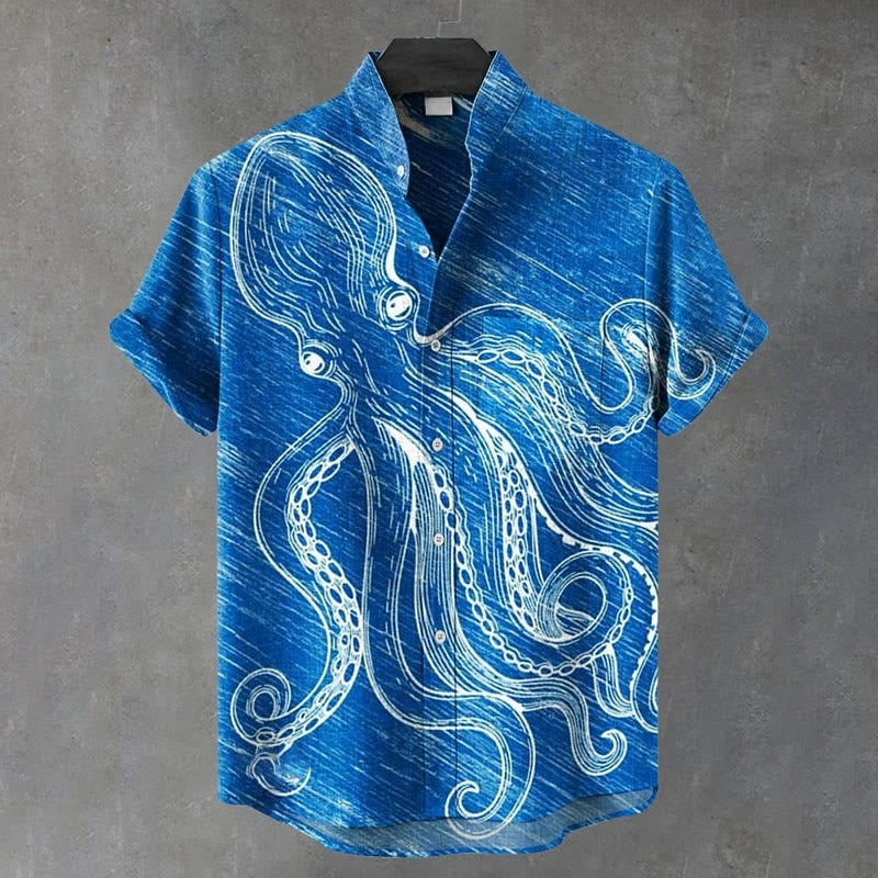 Octopus Retro Art Print Casual Shirt