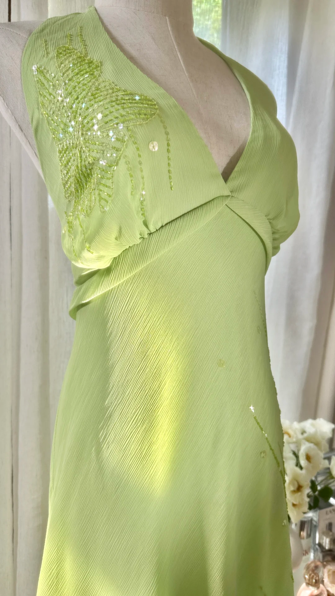 Lit Green Shiny Fashion Elegant Exquisite Beading Long Chiffon Fairy Ball Gown Evening Dress Birthday/Wedding Guest/Holiday Party Dress Prom Dress Valentine's Day Date Dress 4038