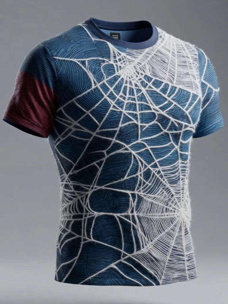 Men's Retro Spiderweb Art Pattern Casual T-shirt
