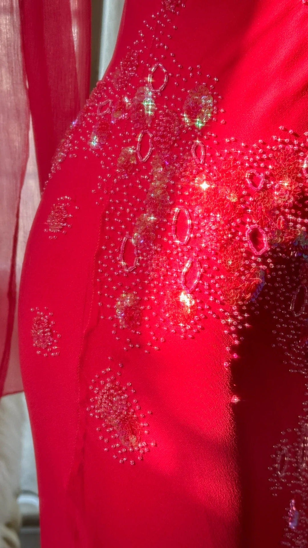 Red Romantic Gorgeous Fashion Elegant Exquisite Beaded Long Chiffon Ball Gown Evening Dress Birthday/Wedding Guest/Vacation Party Dress Prom Dress Valentine's Day Date Dress 4027