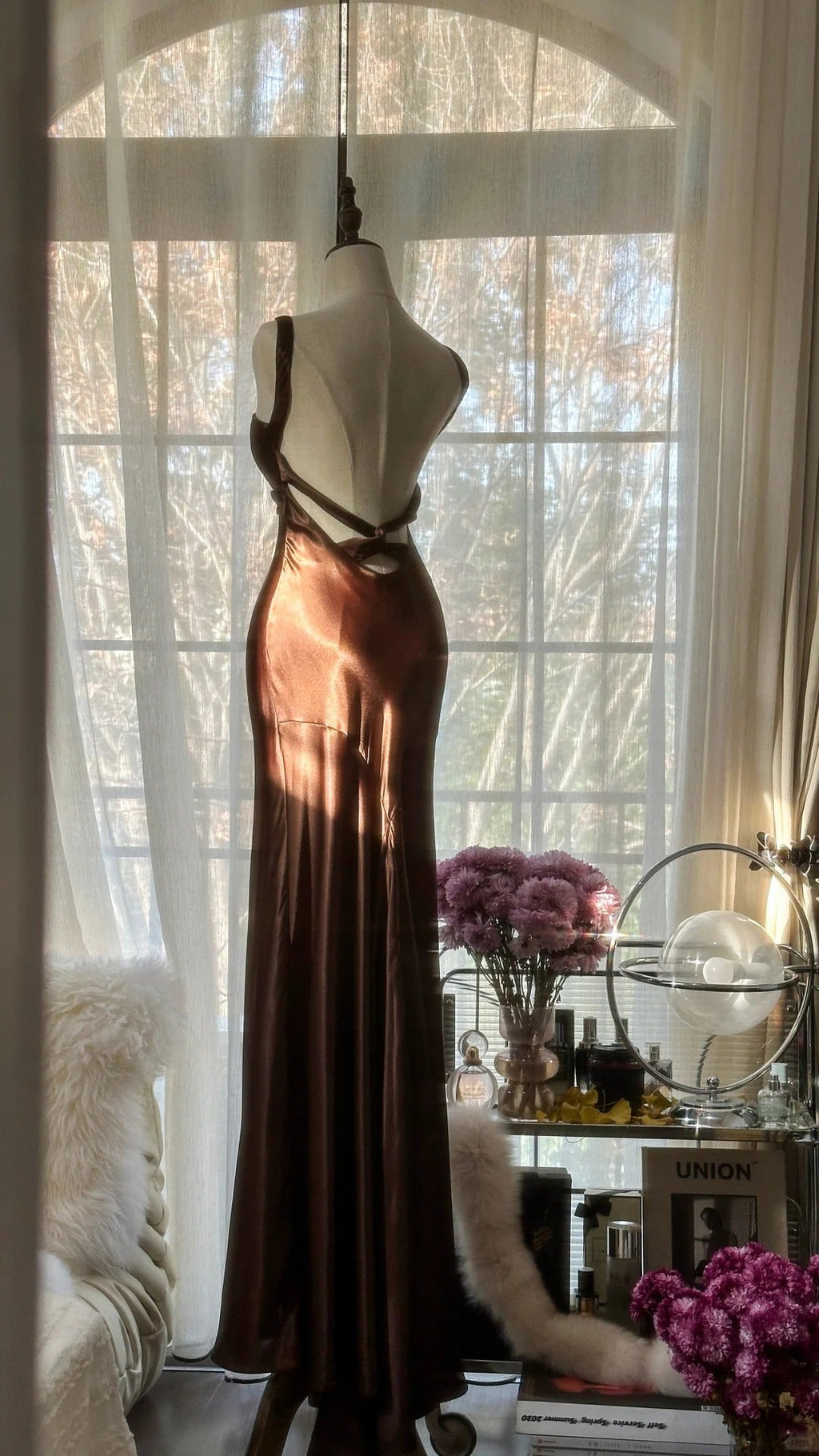 Brown Vintage Chocolate Strapless V-Neck Long Mermaid Slim Satin Ball Gown Evening Dress Birthday Party Dress Prom Dress Wedding Dress 4097