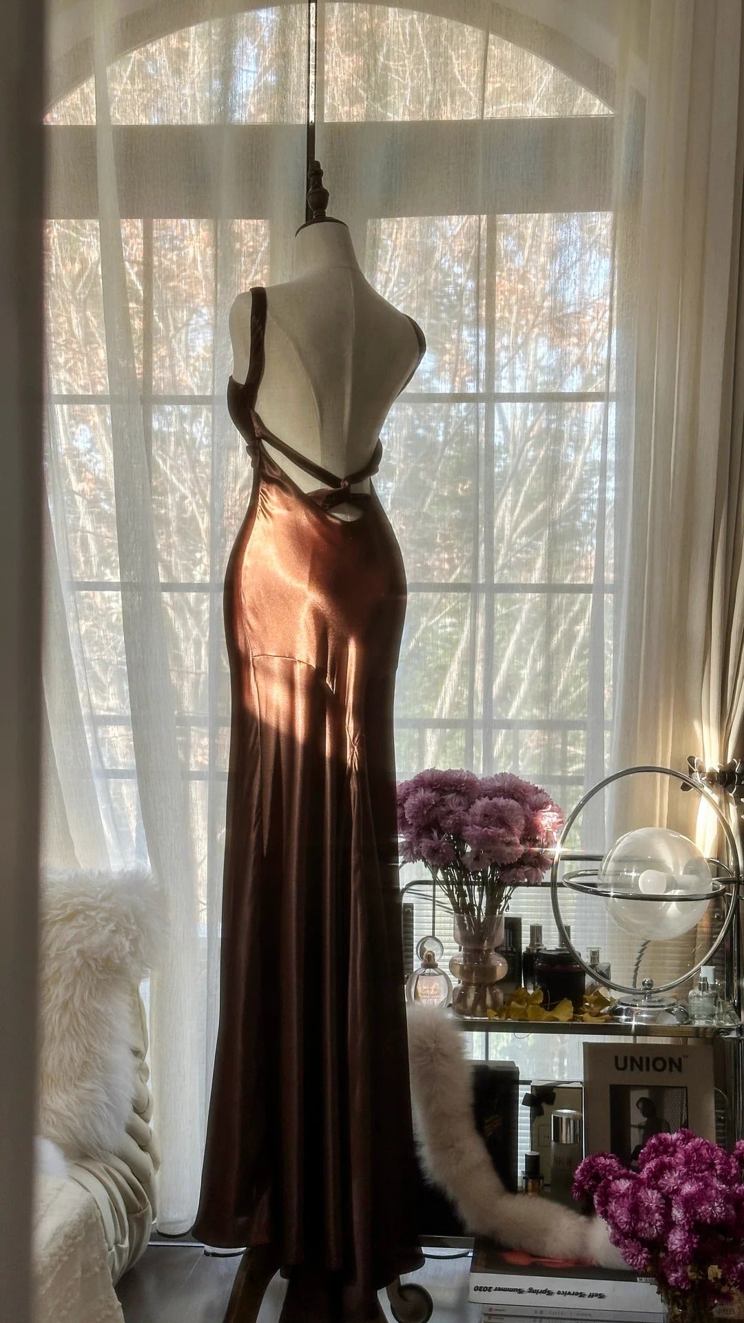 Brown Vintage Chocolate Strapless V-Neck Long Mermaid Slim Satin Ball Gown Evening Dress Birthday Party Dress Prom Dress Wedding Dress 4097