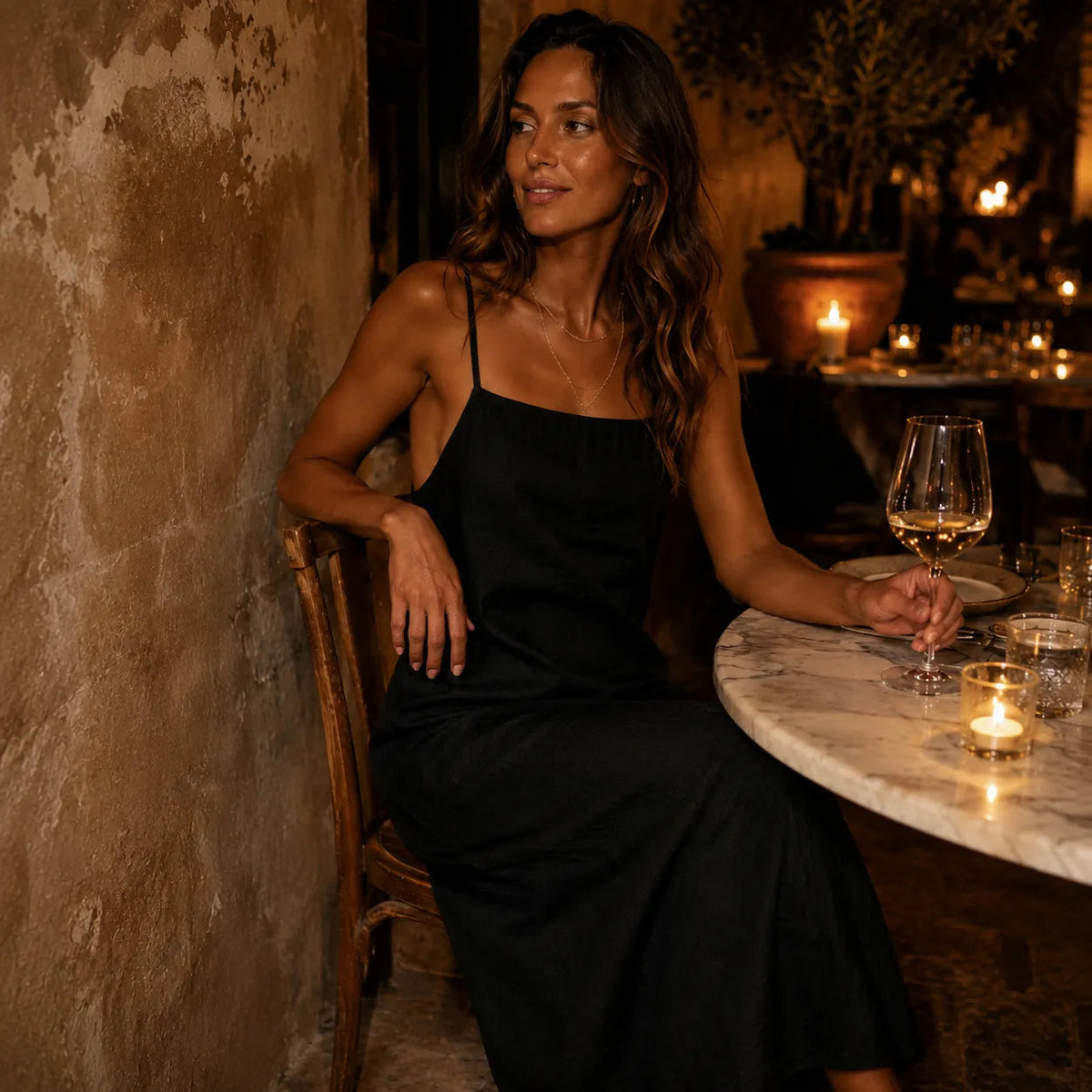 Marelle – Linen-Look Maxi Slip Dress